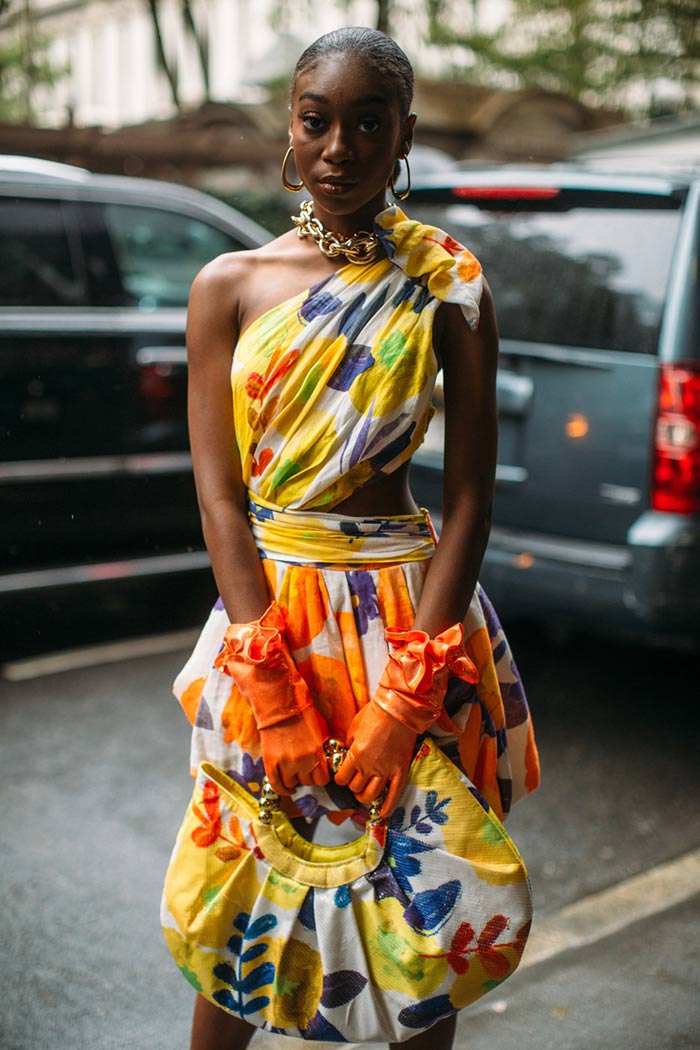 NYFW Spring 2022 Street style floral dress